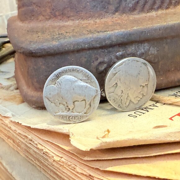 Vintage Buffalow Indian Head Earrings - Picture 7 of 9